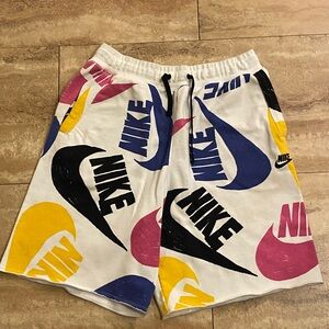 Nike White Multicolor Logo Men's Athletic Shorts